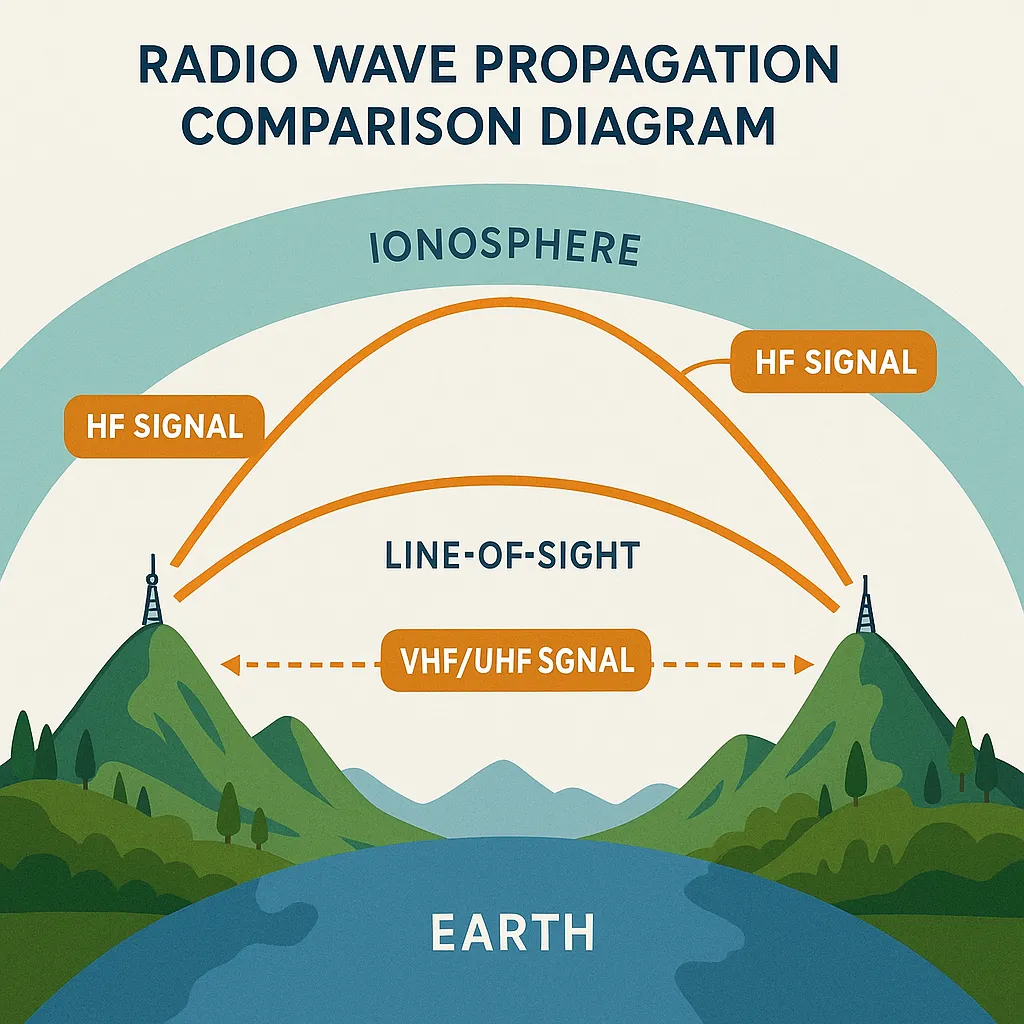 Radio Wave Propagation Comparison Diagram
